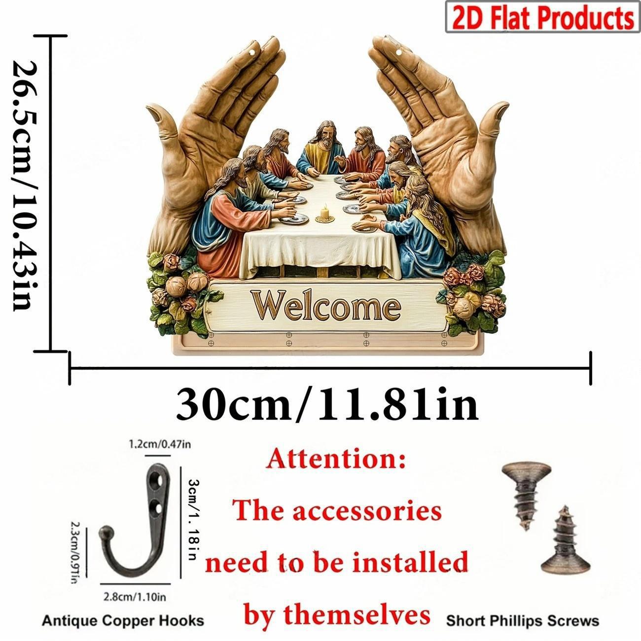 2D Flat Jesus and Disciples Wall Art Keychain