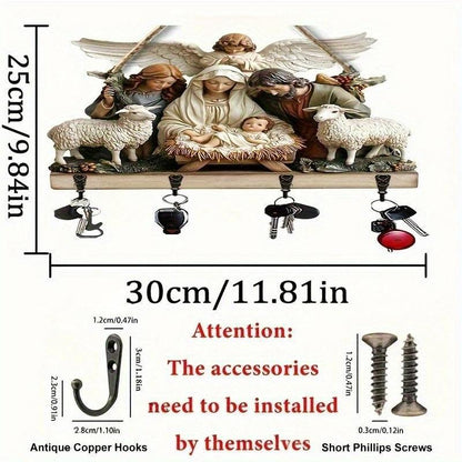 2D Flat Jesus and Disciples Wall Art Keychain