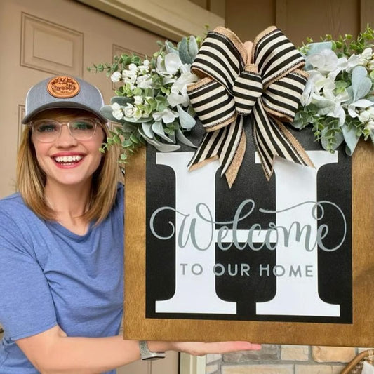 Letter & Leaf Design Door Hanger, Personalized Welcome Door Hanger, Home Decor for Front Door, Festive & Party Supplies Gift, Party Decoration Supplies Ornaments