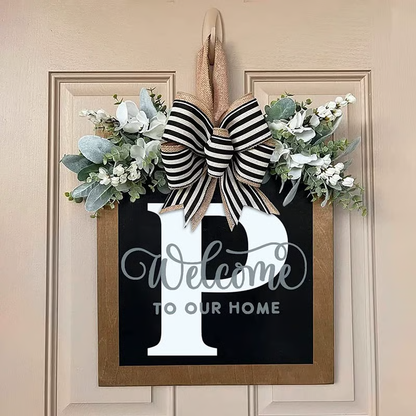 Letter & Leaf Design Door Hanger, Personalized Welcome Door Hanger, Home Decor for Front Door, Festive & Party Supplies Gift, Party Decoration Supplies Ornaments