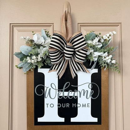 Letter & Leaf Design Door Hanger, Personalized Welcome Door Hanger, Home Decor for Front Door, Festive & Party Supplies Gift, Party Decoration Supplies Ornaments