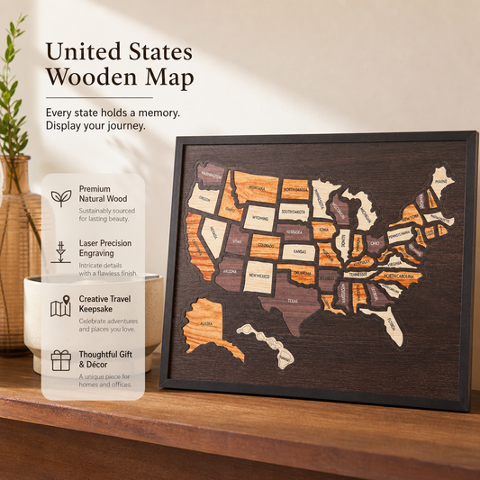 Wooden USA Travel Map Puzzle🧩A Stylish Way to Track Your Journey & Memories