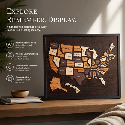 Wooden USA Travel Map Puzzle🧩A Stylish Way to Track Your Journey & Memories