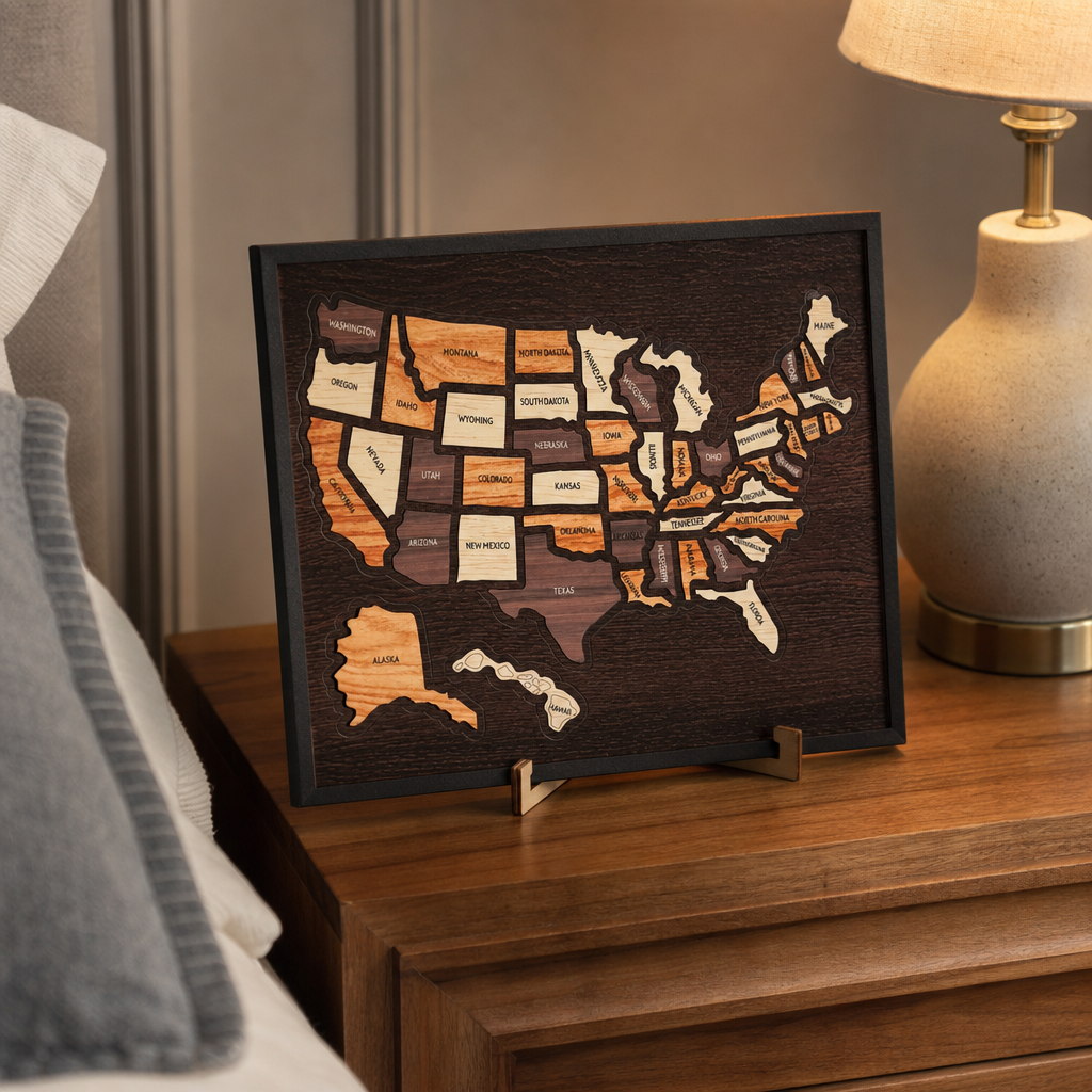 Wooden USA Travel Map Puzzle🧩A Stylish Way to Track Your Journey & Memories