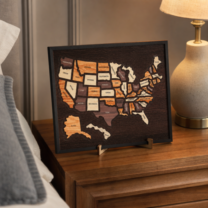 Wooden USA Travel Map Puzzle🧩A Stylish Way to Track Your Journey & Memories