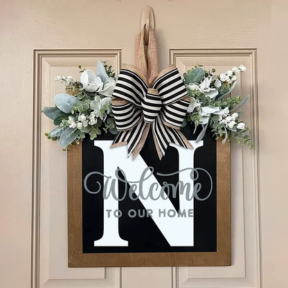 Letter & Leaf Design Door Hanger, Personalized Welcome Door Hanger, Home Decor for Front Door, Festive & Party Supplies Gift, Party Decoration Supplies Ornaments