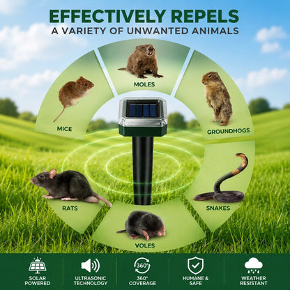 🌸HOT Sale 50% OFF☘️Solar Powered Waterproof Screw Mole Repellent