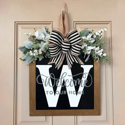 Letter & Leaf Design Door Hanger, Personalized Welcome Door Hanger, Home Decor for Front Door, Festive & Party Supplies Gift, Party Decoration Supplies Ornaments