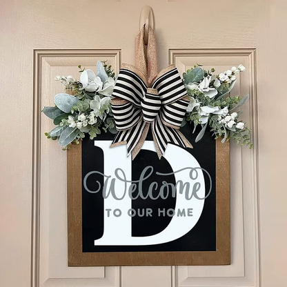 Letter & Leaf Design Door Hanger, Personalized Welcome Door Hanger, Home Decor for Front Door, Festive & Party Supplies Gift, Party Decoration Supplies Ornaments