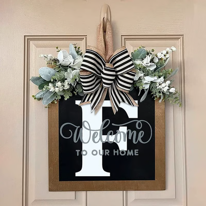 Letter & Leaf Design Door Hanger, Personalized Welcome Door Hanger, Home Decor for Front Door, Festive & Party Supplies Gift, Party Decoration Supplies Ornaments