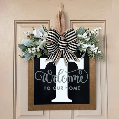 Letter & Leaf Design Door Hanger, Personalized Welcome Door Hanger, Home Decor for Front Door, Festive & Party Supplies Gift, Party Decoration Supplies Ornaments