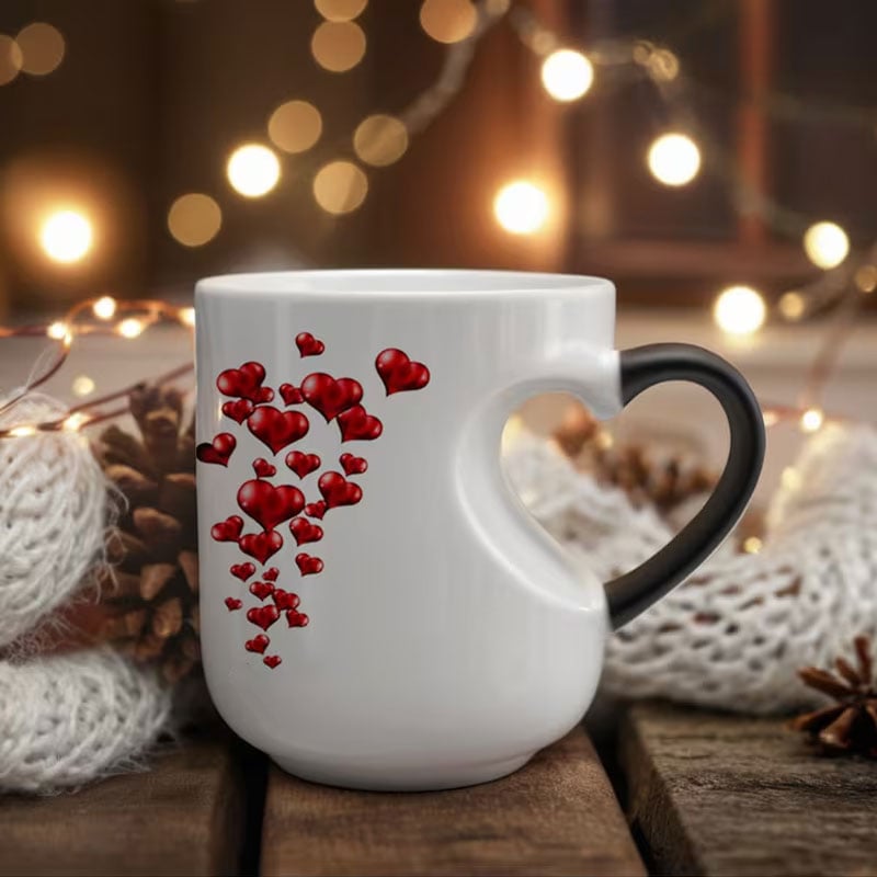 ⏳Limited-time 50% off⏰Color Changing Heart Handle Ceramic Mug for Valentine's Day💖☕