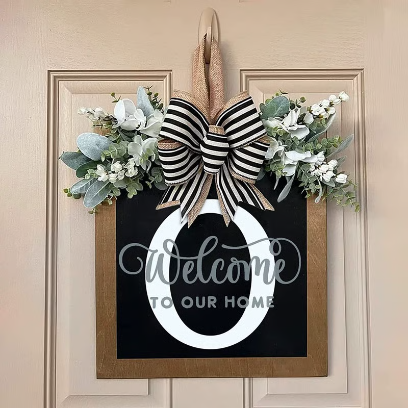 Letter & Leaf Design Door Hanger, Personalized Welcome Door Hanger, Home Decor for Front Door, Festive & Party Supplies Gift, Party Decoration Supplies Ornaments